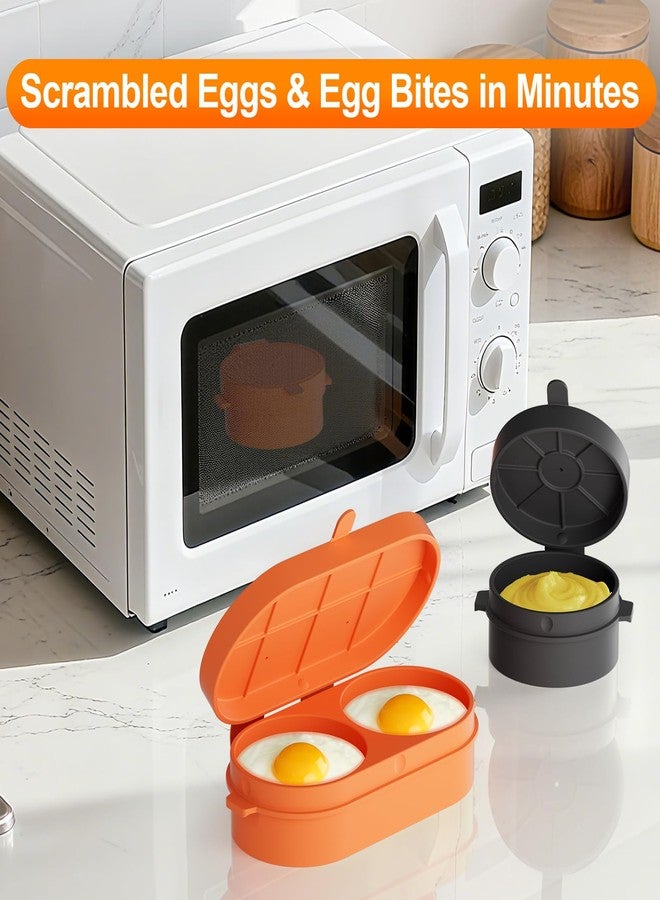 LYNG Microwave Egg Cooker, Microwave Egg Maker For Breakfast Sandwich, Silicone Double Egg Bite Molds For Scrambled Eggs Muffins, Safe for Oven Air Fryer, Dishwasher-Safe Orange - Image 3